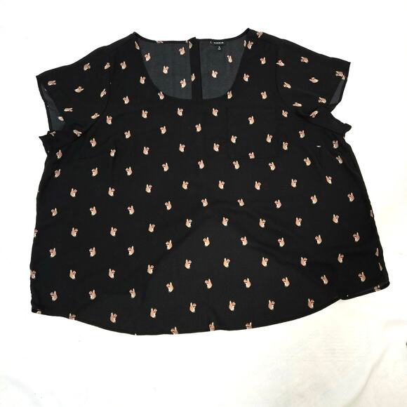 Torrid  Black Top With Squirrel Pattern. Size 5 - Picture 3 of 10